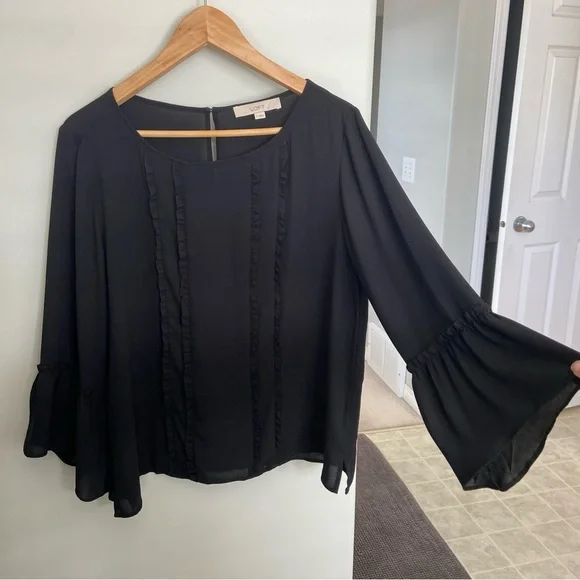 LOFT Ruffle Bell Sleeve Blouse - Picture 3 of 7